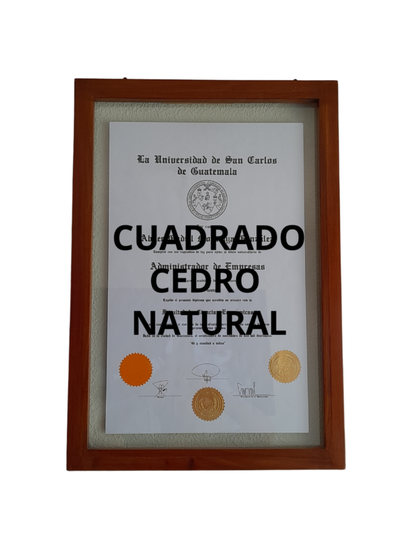 Marco para título diseño cuadrado cedro natural